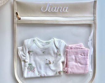 Maternity Bags, Mom and Baby Essentials, Embroidered Clear Pouch