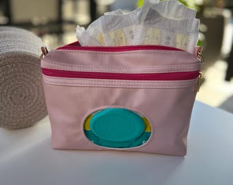 Custom Pink Diaper Wipe Bag, Waterproof Baby Care Package
