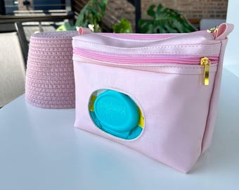 Personalized Pink Diaper Wipe Bag, Waterproof Travel Organizer
