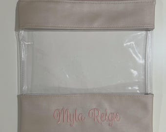Personalized Rose Wet Bag, Embroidered Name, Waterproof Baptism Bag