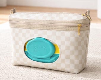 Personalized Gingham Diaper Wipe Bag Waterproof Bag Organizer Toddler Essentials
