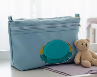 Personalized Waterproof Diaper Wipe Bag, Travel Baby Essentials Organizer