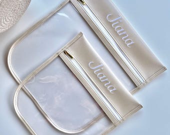 Personalized Clear Bag, Makeup Cosmetic Bag With Name, Travel Clear Pouch
