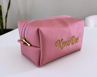 Personalized Toiletry Travel Organizer Kids Embroidered Baby Name Makeup Bag